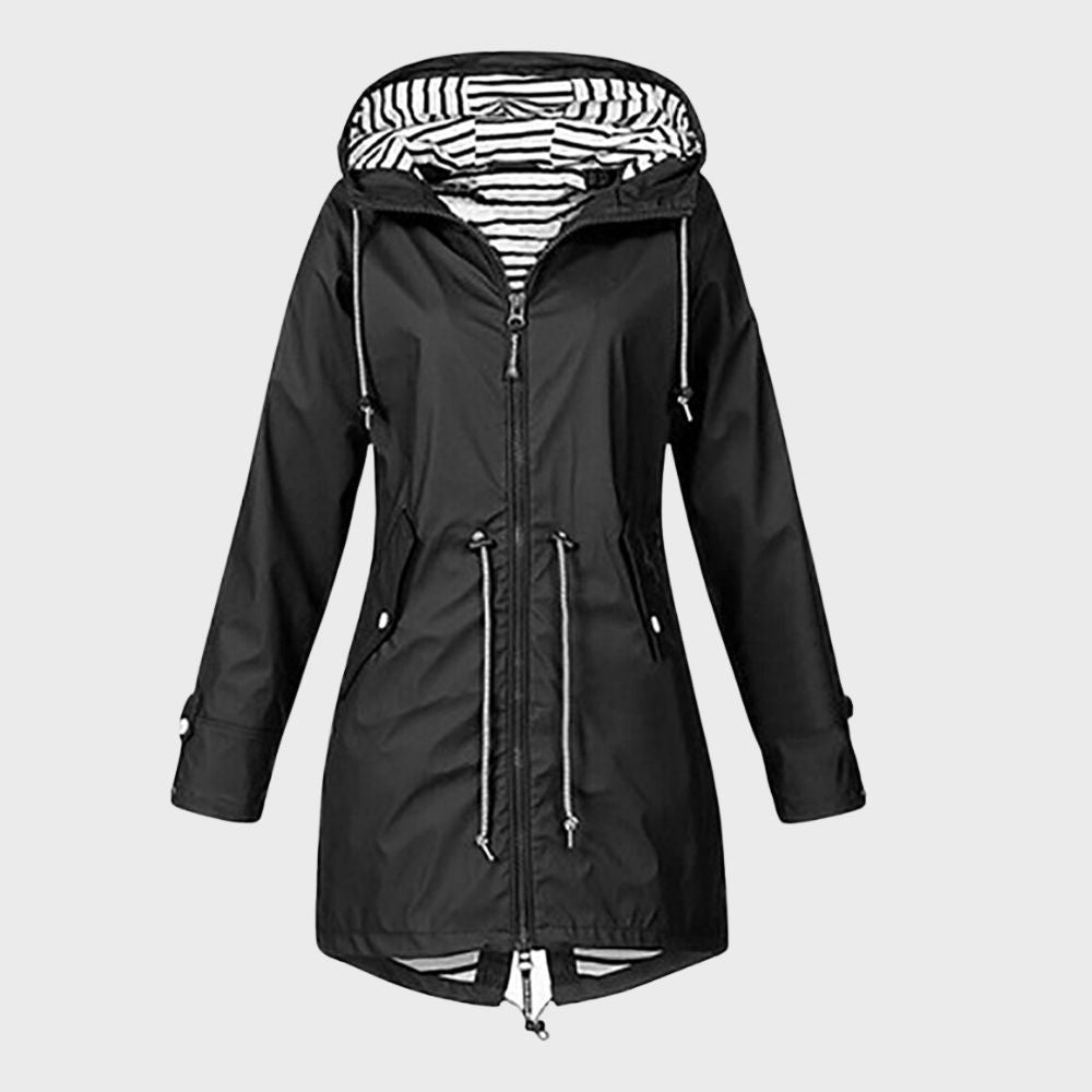 Long Waterproof Raincoat with Hood for Women