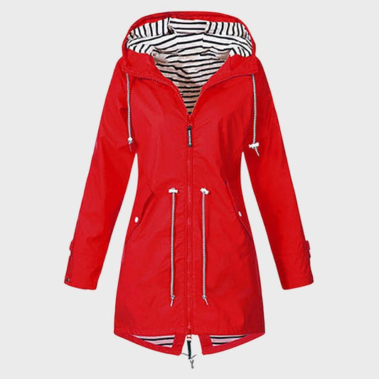 Long Waterproof Raincoat with Hood for Women